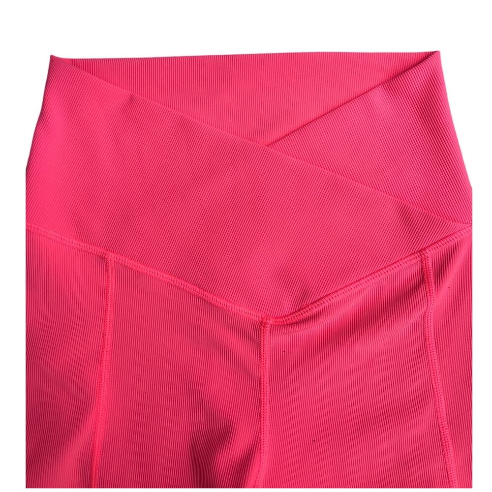 Wilo The Label | Crossover Ribbed Shorts - Size XS, Coral Pink - Picture 4 of 10